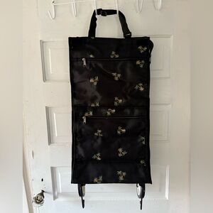 Rolling Black Collapsible Caddie Tote Bag with Palm Tree Motif